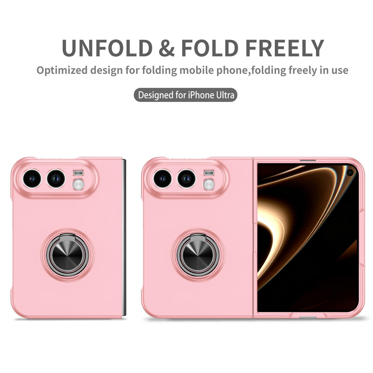 For iPhone Duo Armor Ring Holder Phone Case - Pink - EDA010093101A