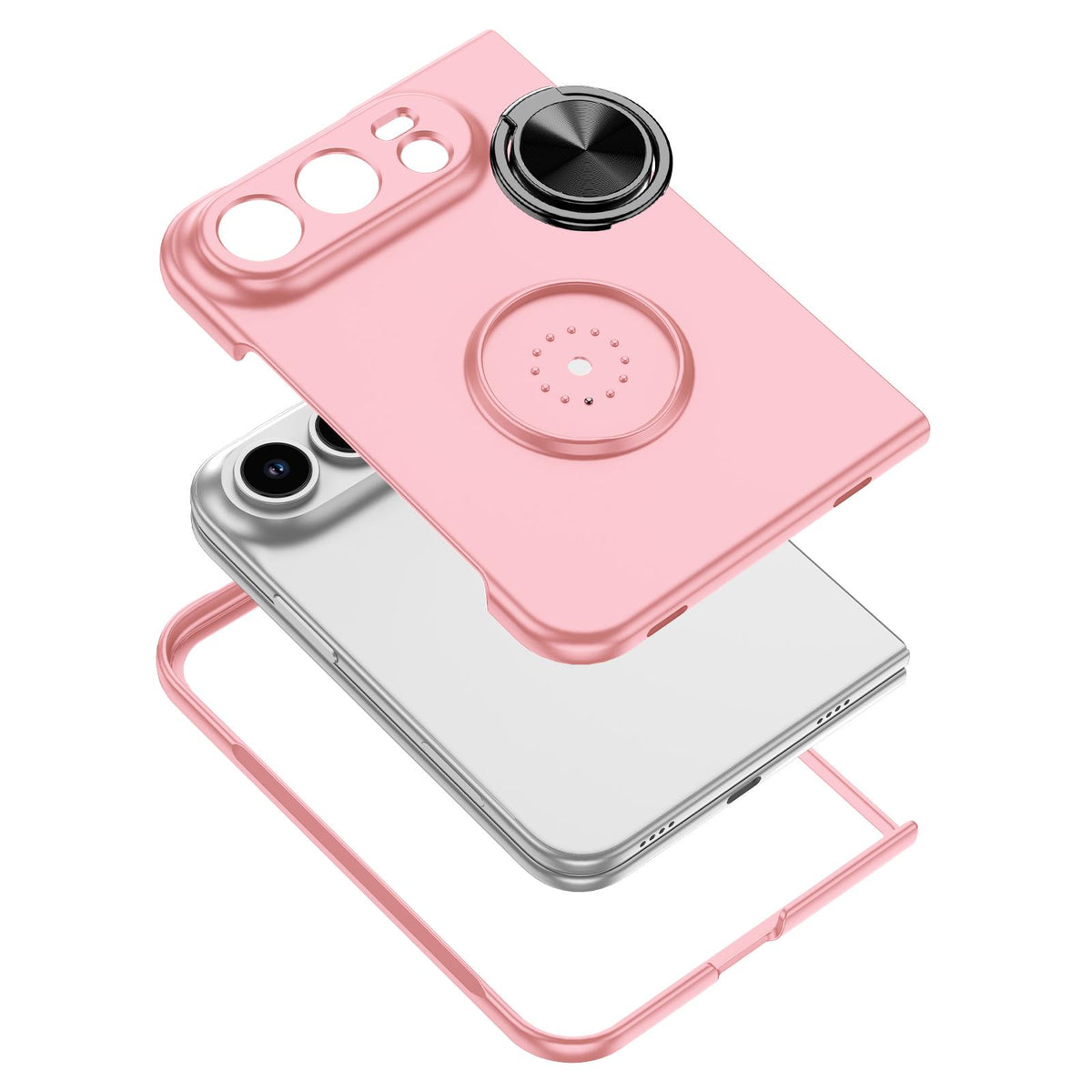 For iPhone Duo Armor Ring Holder Phone Case - Pink - EDA010093101A