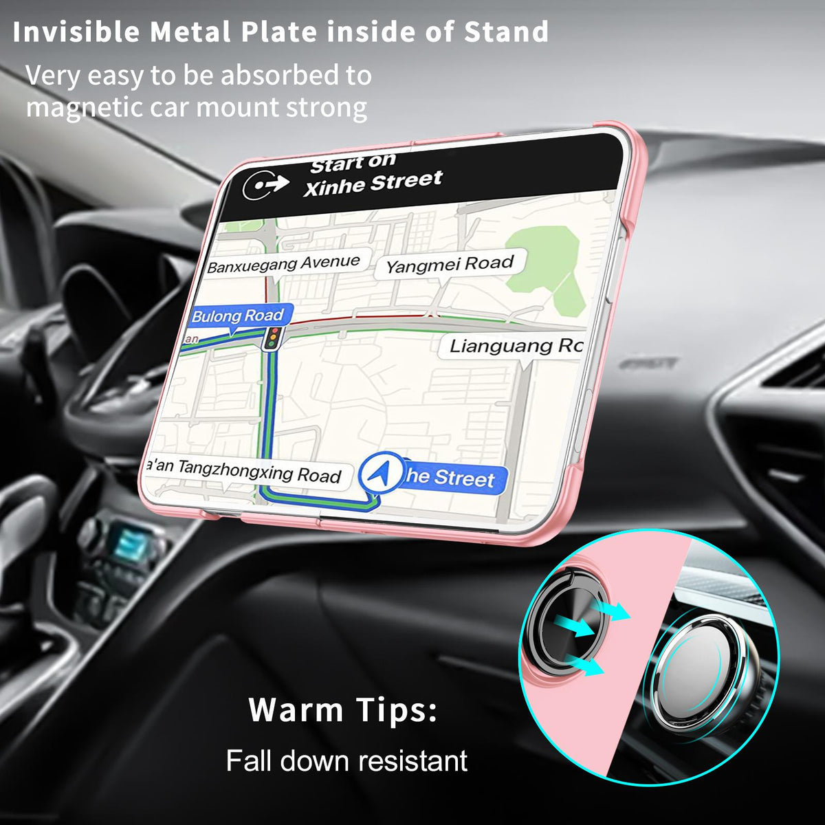 For iPhone Duo Armor Ring Holder Phone Case - Pink - EDA010093101A