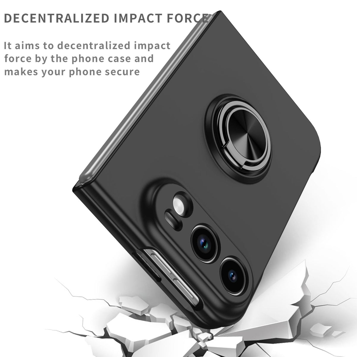 For iPhone Duo Armor Ring Holder Phone Case - Black - EDA010093101B