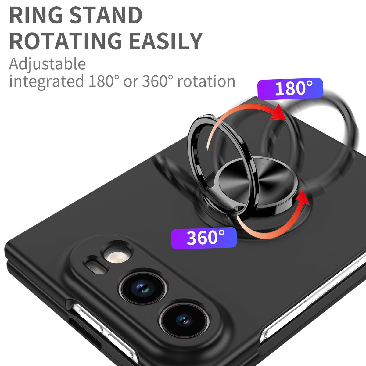 For iPhone Duo Armor Ring Holder Phone Case - Black - EDA010093101B
