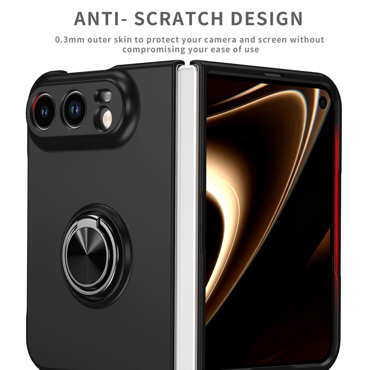 For iPhone Duo Armor Ring Holder Phone Case - Black - EDA010093101B