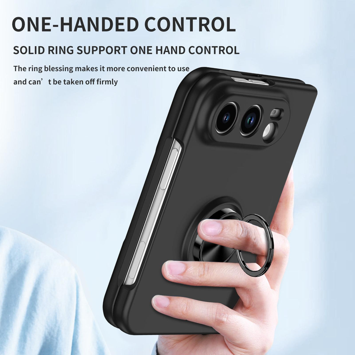 For iPhone Duo Armor Ring Holder Phone Case - Black - EDA010093101B