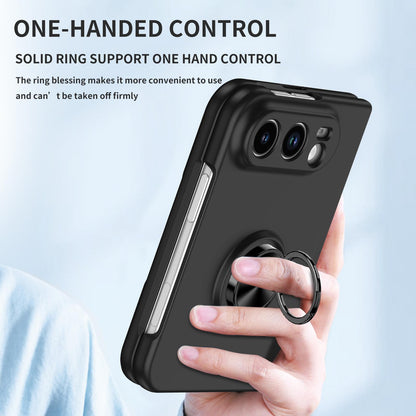 For iPhone Duo Armor Ring Holder Phone Case - Black - EDA010093101B
