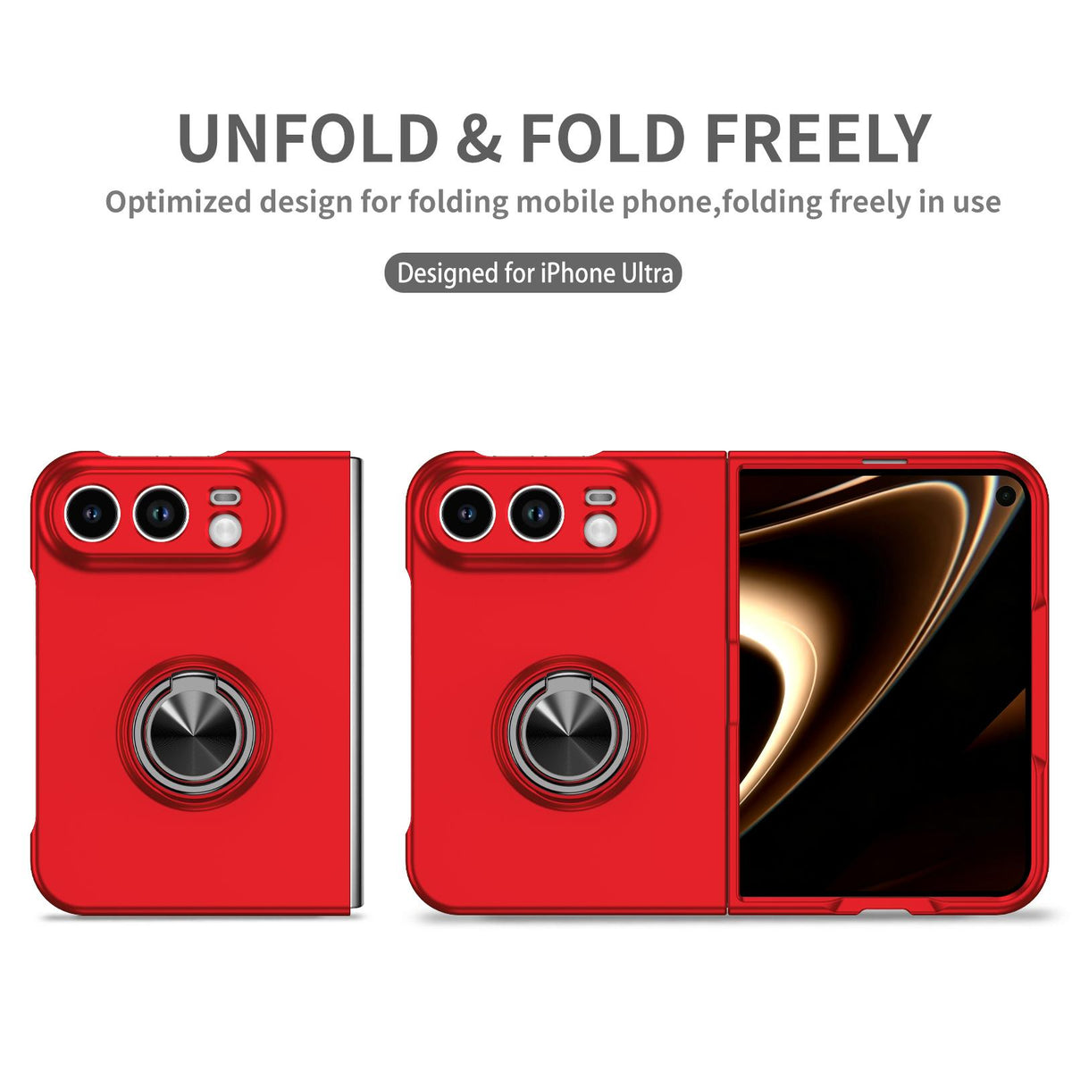 For iPhone Duo Armor Ring Holder Phone Case - Red - EDA010093101C