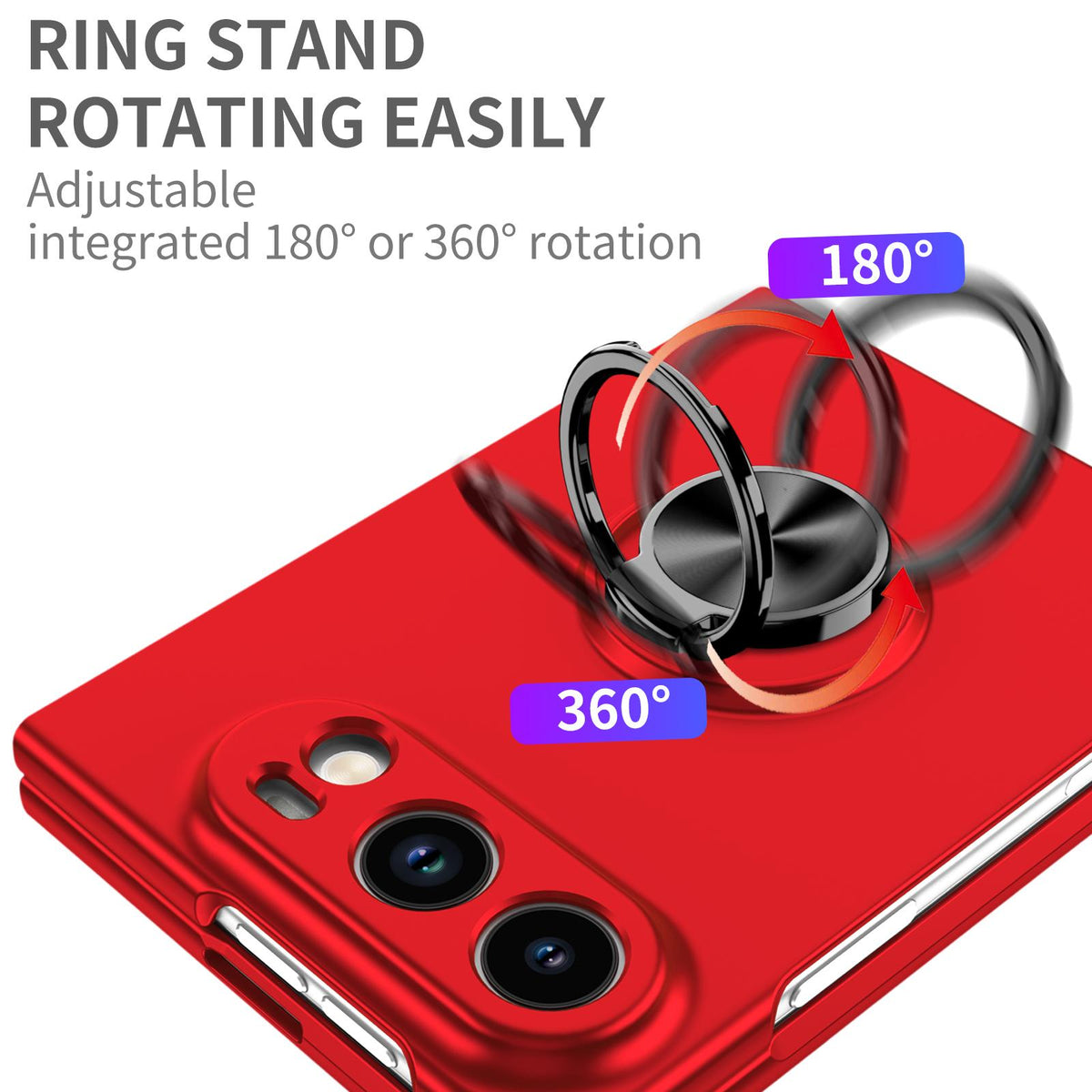 For iPhone Duo Armor Ring Holder Phone Case - Red - EDA010093101C