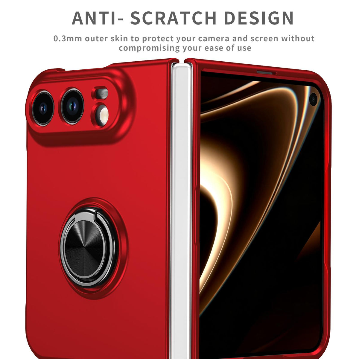 For iPhone Duo Armor Ring Holder Phone Case - Red - EDA010093101C