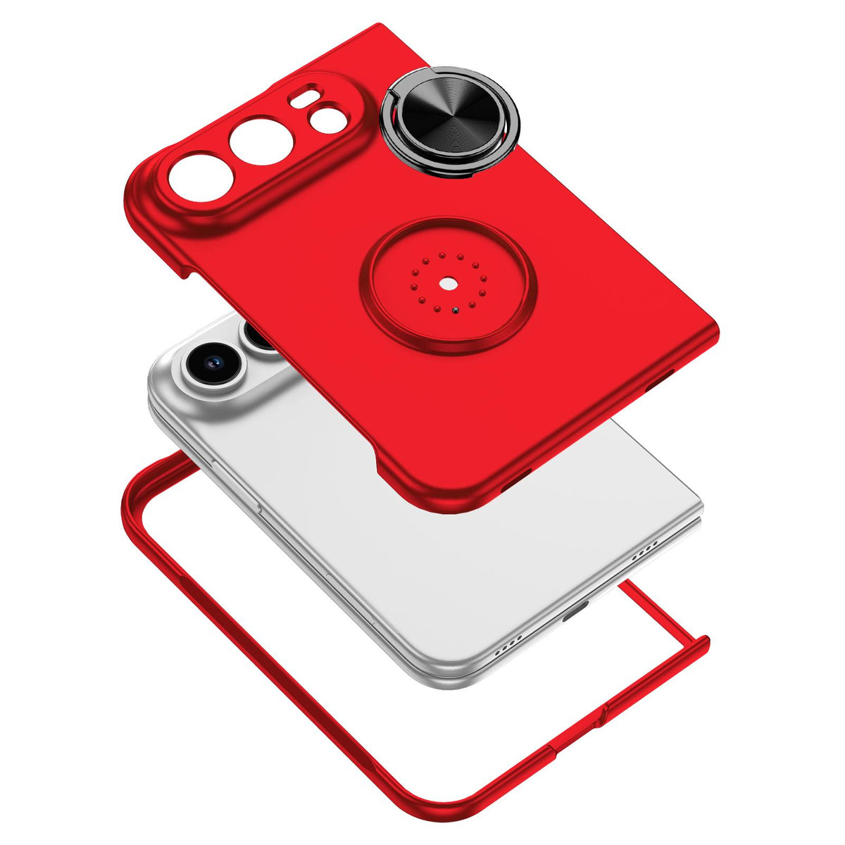 For iPhone Duo Armor Ring Holder Phone Case - Red - EDA010093101C