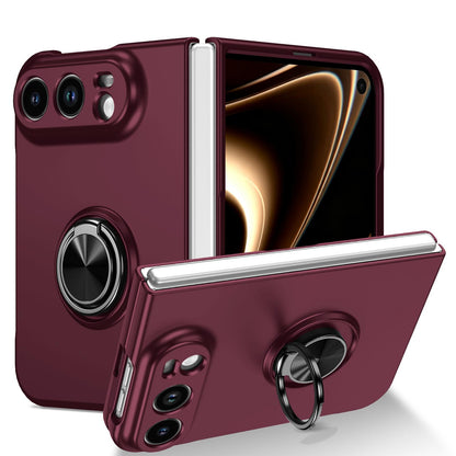 For iPhone Duo Armor Ring Holder Phone Case - Wine Red - EDA010093101D