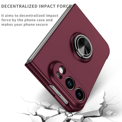 For iPhone Duo Armor Ring Holder Phone Case - Wine Red - EDA010093101D