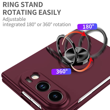 For iPhone Duo Armor Ring Holder Phone Case - Wine Red - EDA010093101D