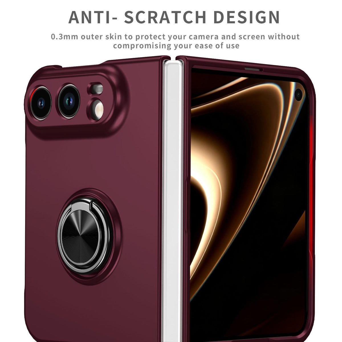 For iPhone Duo Armor Ring Holder Phone Case - Wine Red - EDA010093101D