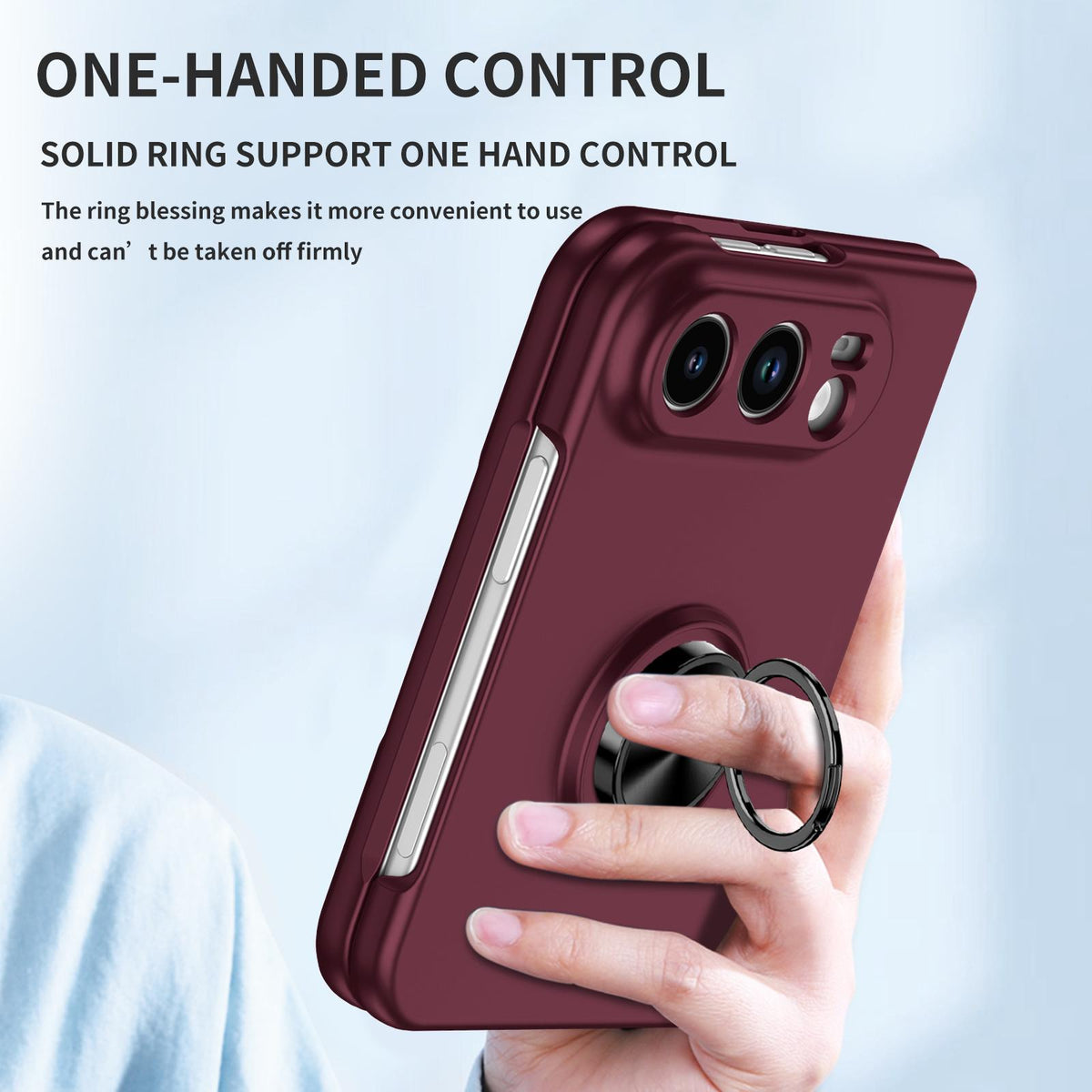 For iPhone Duo Armor Ring Holder Phone Case - Wine Red - EDA010093101D