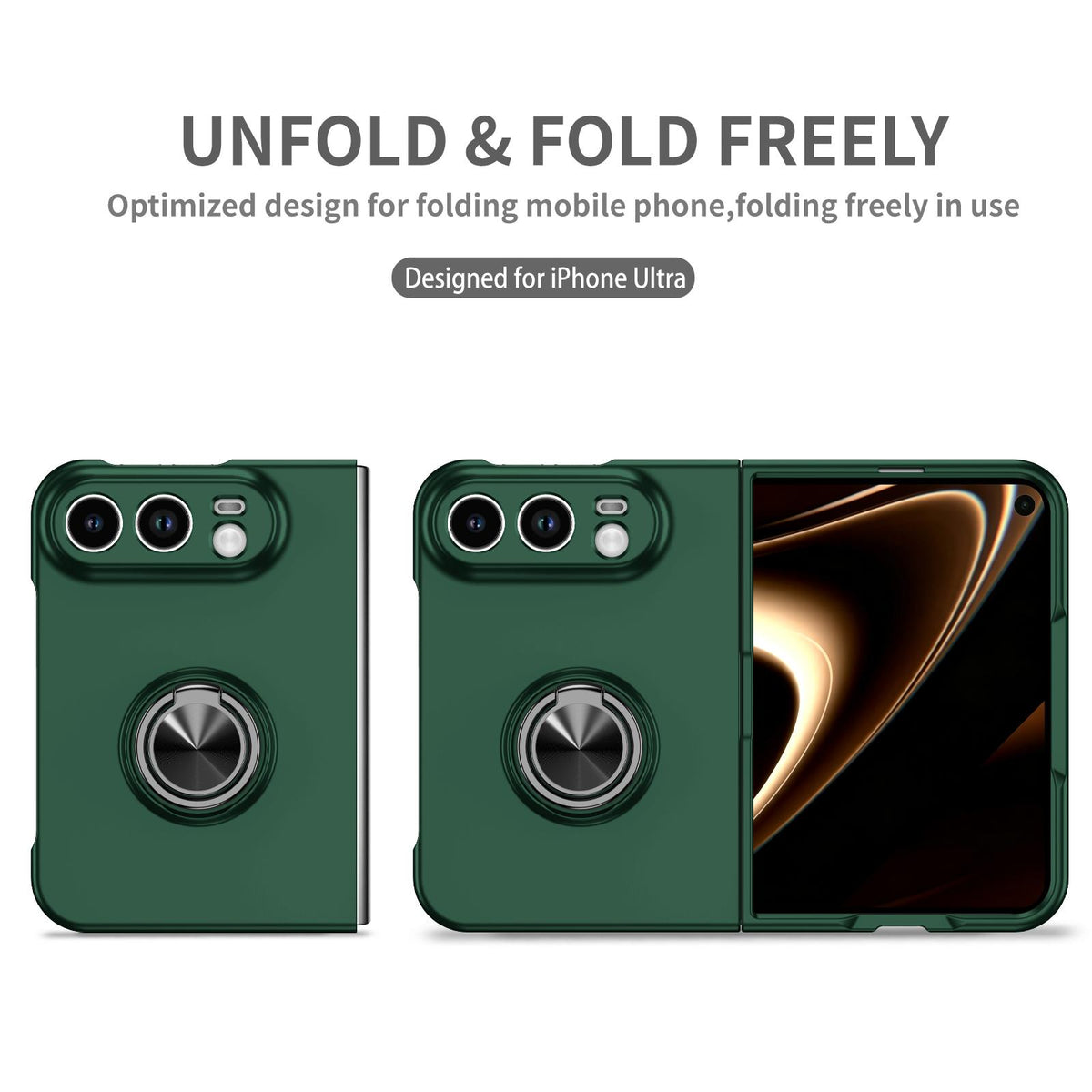 For iPhone Duo Armor Ring Holder Phone Case - Dark Green - EDA010093101E
