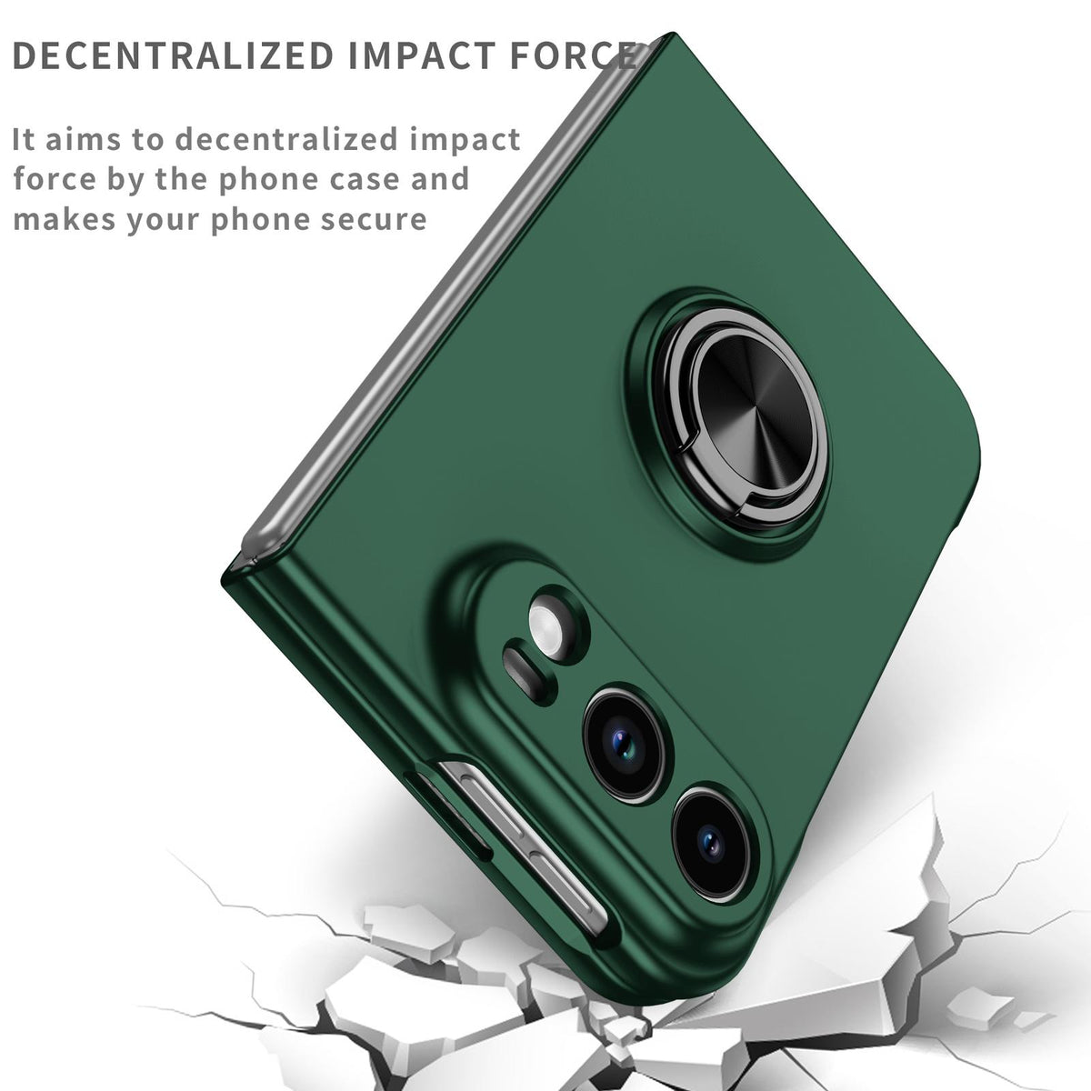 For iPhone Duo Armor Ring Holder Phone Case - Dark Green - EDA010093101E
