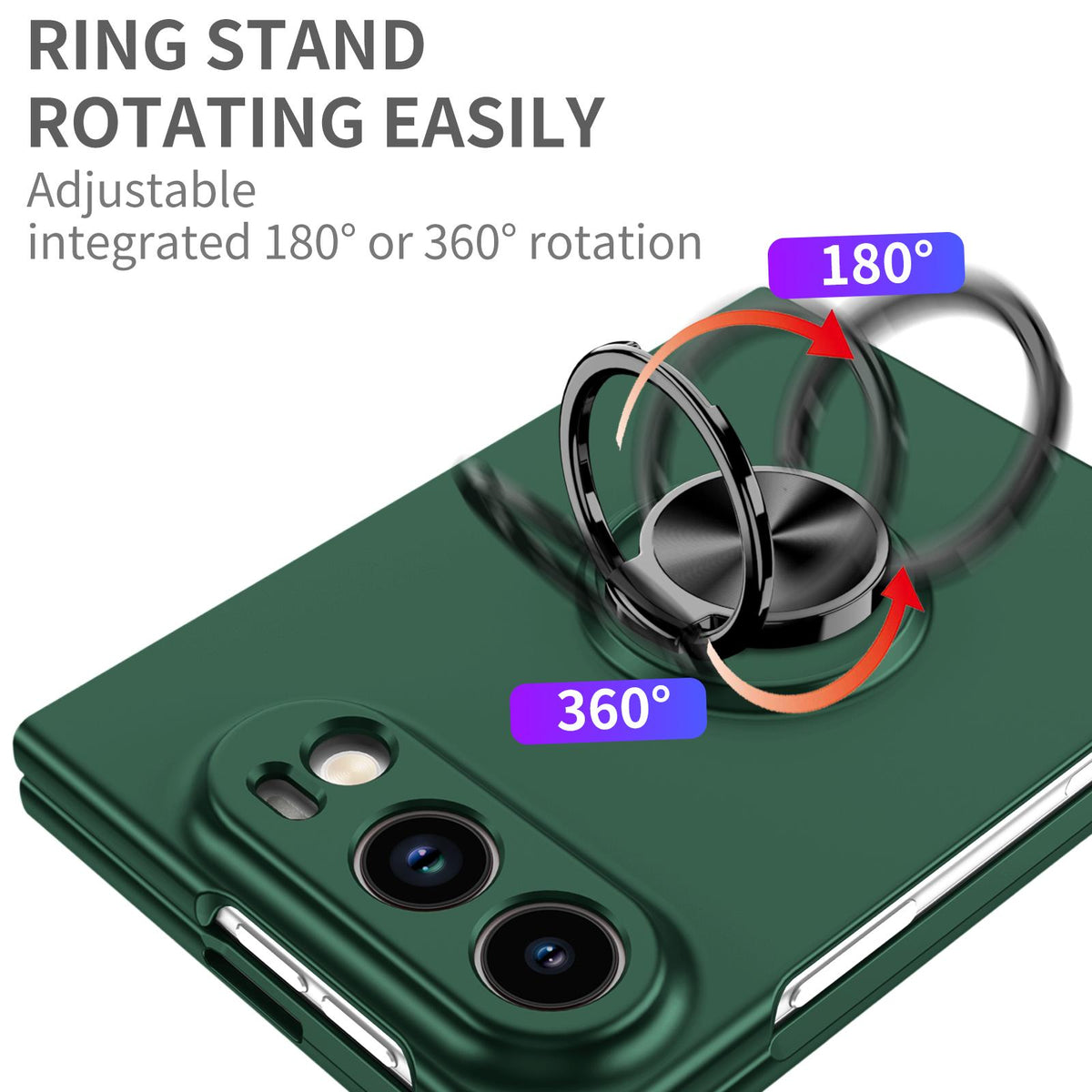 For iPhone Duo Armor Ring Holder Phone Case - Dark Green - EDA010093101E