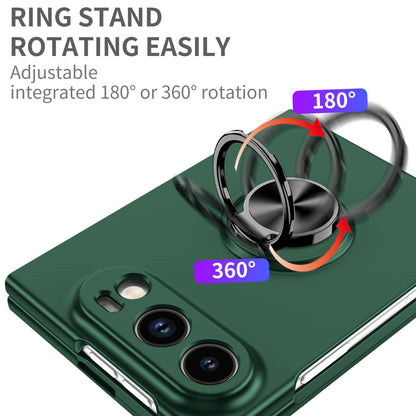 For iPhone Duo Armor Ring Holder Phone Case - Dark Green - EDA010093101E