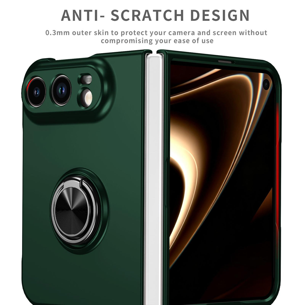 For iPhone Duo Armor Ring Holder Phone Case - Dark Green - EDA010093101E