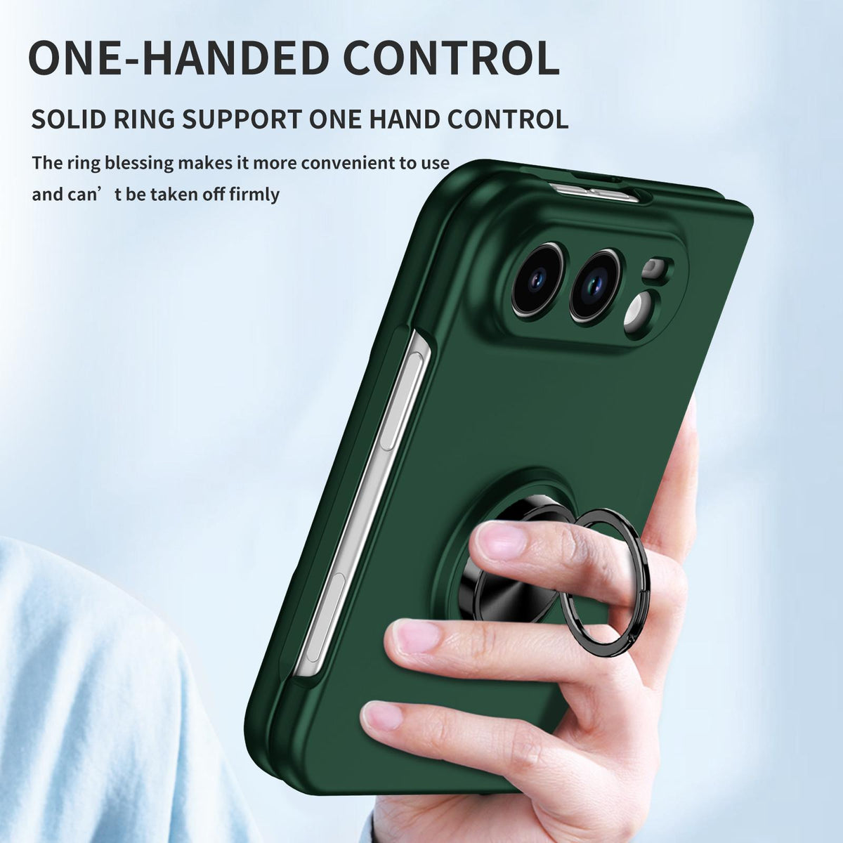 For iPhone Duo Armor Ring Holder Phone Case - Dark Green - EDA010093101E