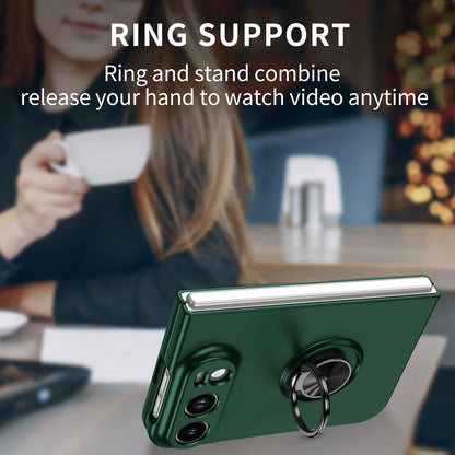 For iPhone Duo Armor Ring Holder Phone Case - Dark Green - EDA010093101E