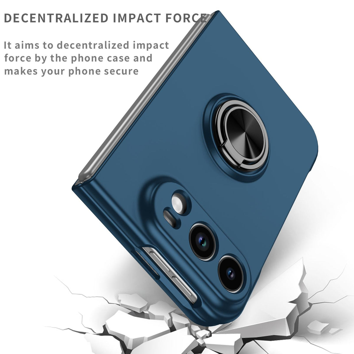 For iPhone Duo Armor Ring Holder Phone Case - Dark Blue - EDA010093101F