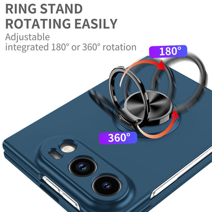 For iPhone Duo Armor Ring Holder Phone Case - Dark Blue - EDA010093101F