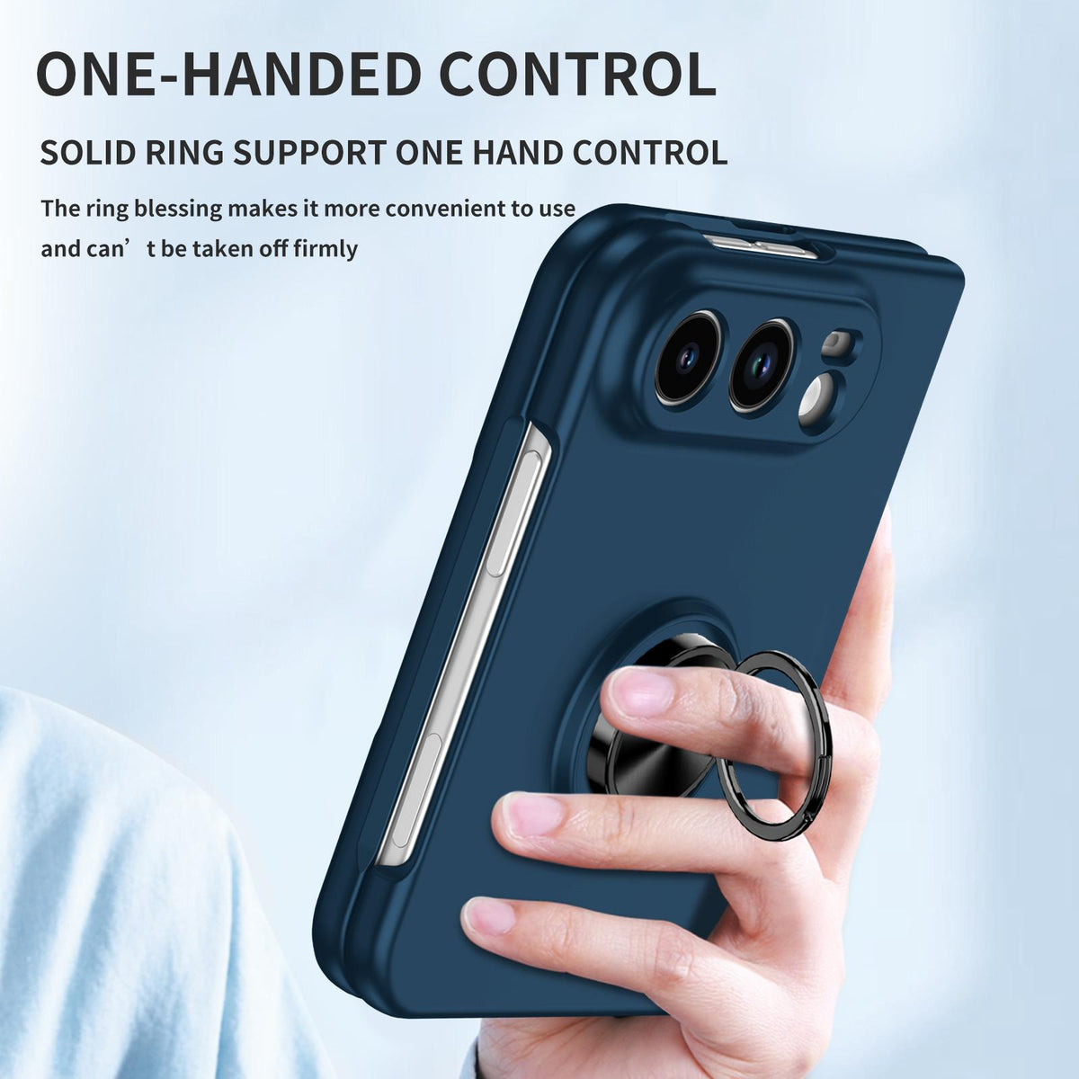 For iPhone Duo Armor Ring Holder Phone Case - Dark Blue - EDA010093101F