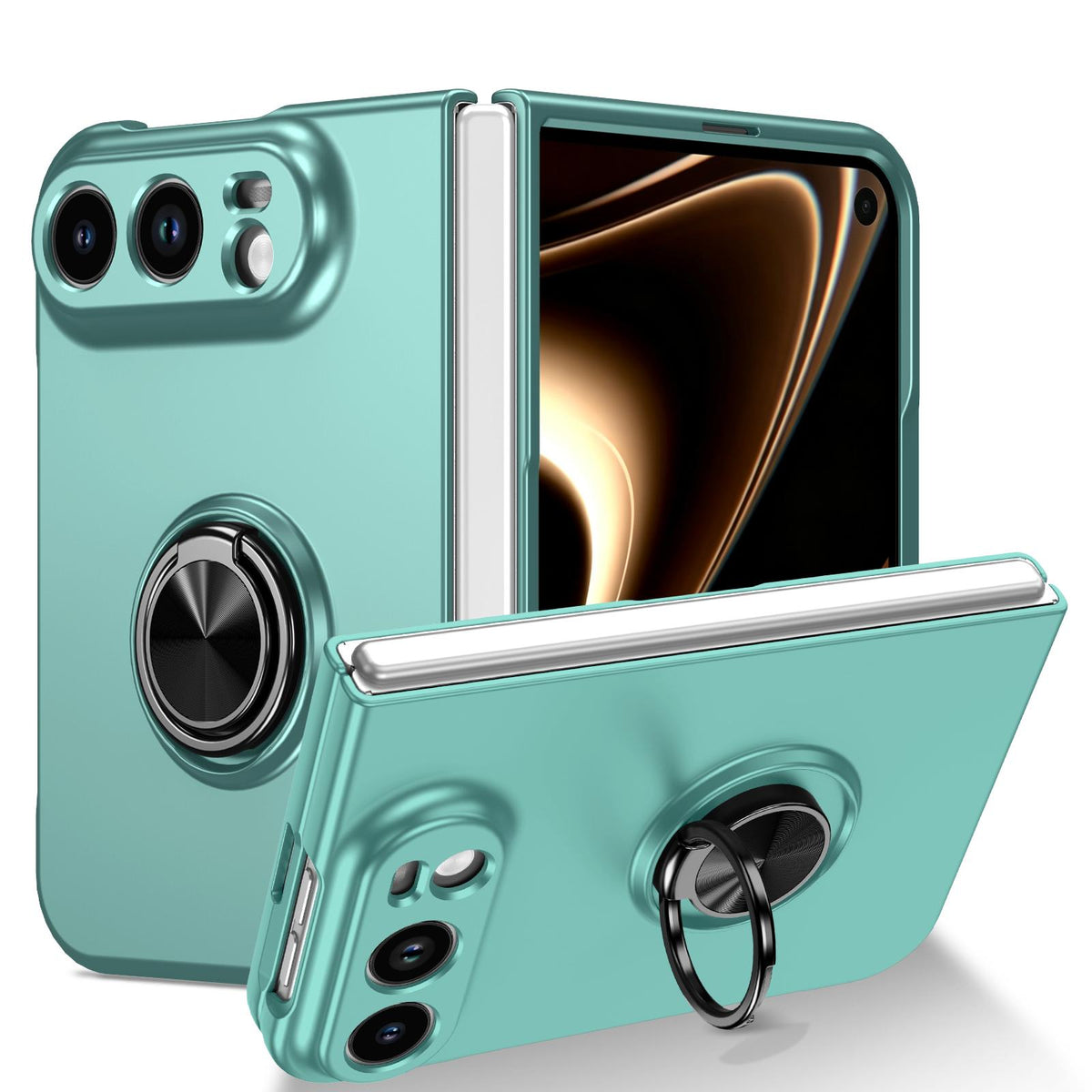 For iPhone Duo Armor Ring Holder Phone Case - Sky Blue - EDA010093101G