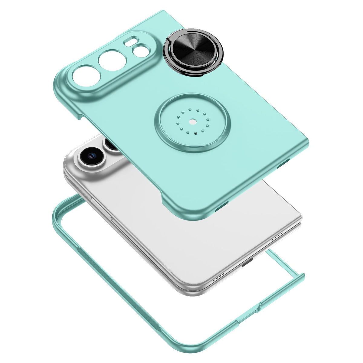 For iPhone Duo Armor Ring Holder Phone Case - Sky Blue - EDA010093101G