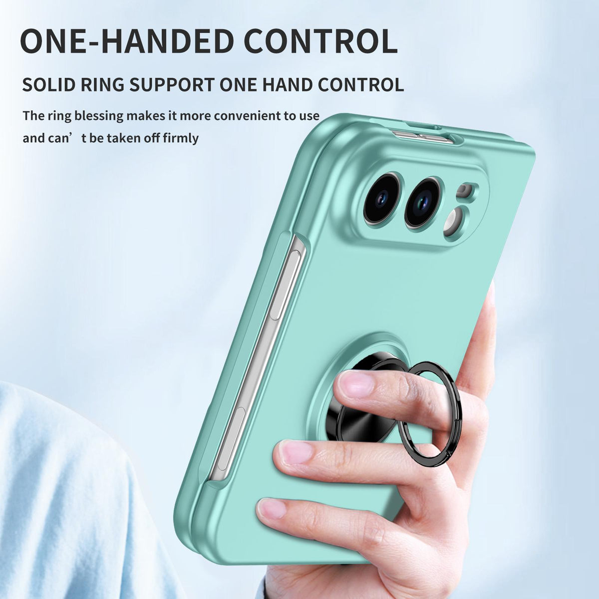 For iPhone Duo Armor Ring Holder Phone Case - Sky Blue - EDA010093101G