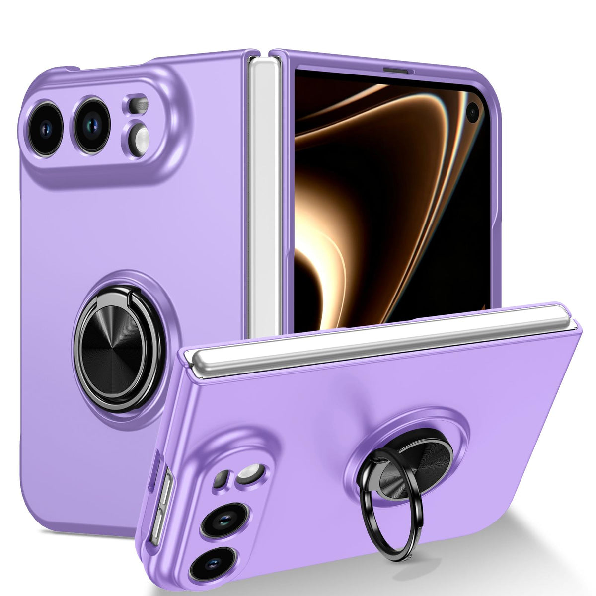 For iPhone Duo Armor Ring Holder Phone Case - Purple - EDA010093101H