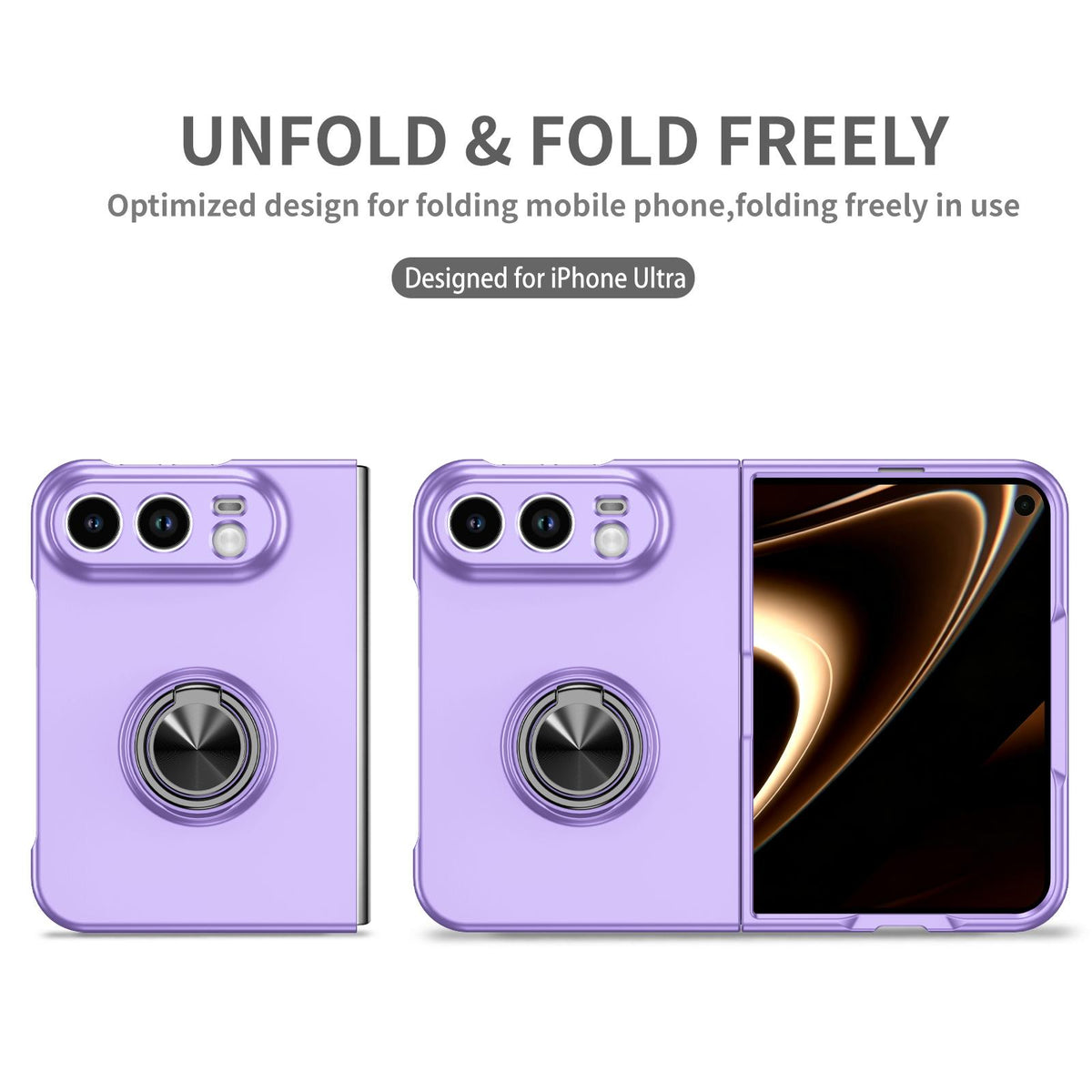 For iPhone Duo Armor Ring Holder Phone Case - Purple - EDA010093101H