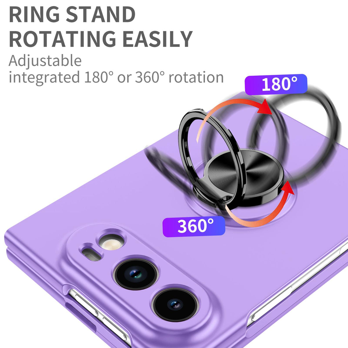 For iPhone Duo Armor Ring Holder Phone Case - Purple - EDA010093101H
