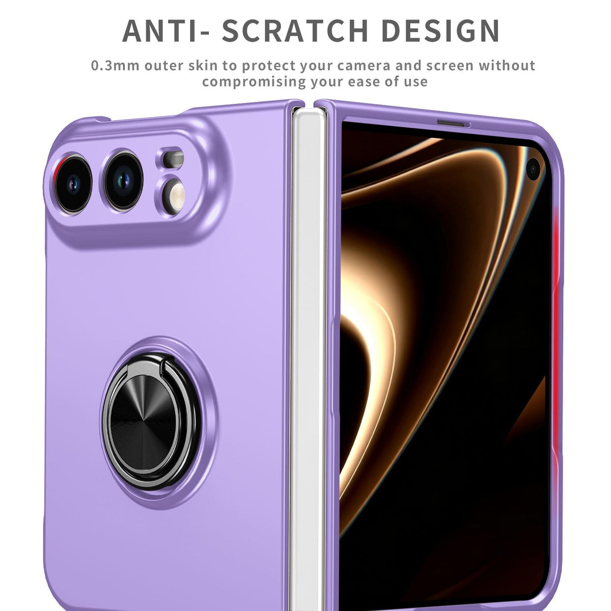 For iPhone Duo Armor Ring Holder Phone Case - Purple - EDA010093101H