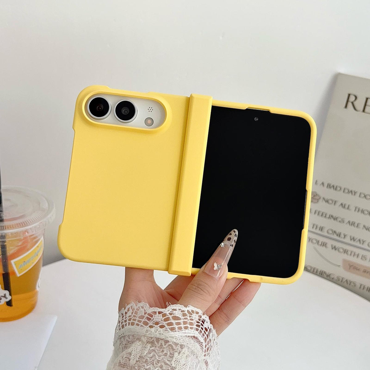 For iPhone Duo 3 in 1 Skin Feel PC Phone Case - Lemon Yellow - EDA010099601E