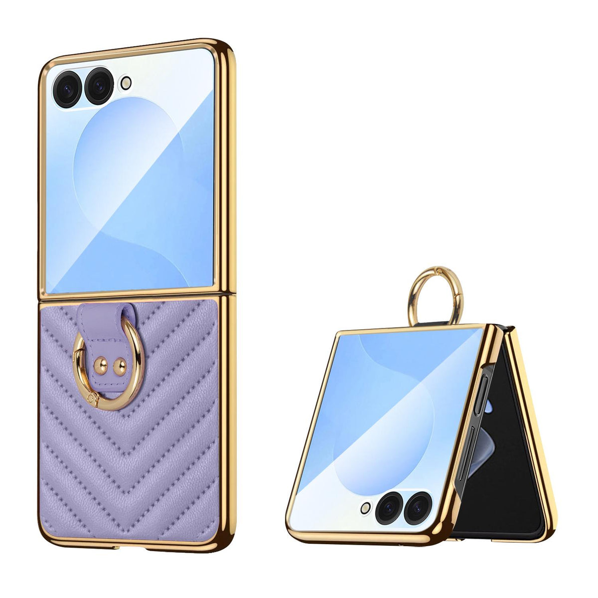 For Galaxy Z Flip8 5G VIETAO Dream Series Metal Ring Leather Phone Case - Purple - EDA010099801B