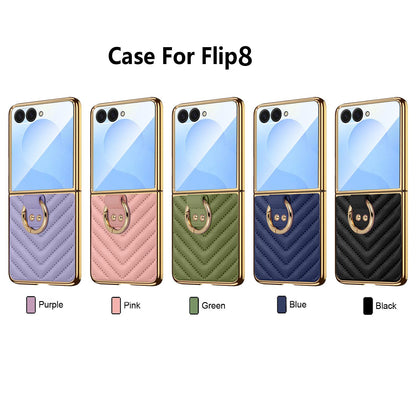 For Galaxy Z Flip8 5G VIETAO Dream Series Metal Ring Leather Phone Case - Purple - EDA010099801B