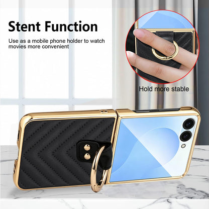 For Galaxy Z Flip8 5G VIETAO Dream Series Metal Ring Leather Phone Case - Purple - EDA010099801B