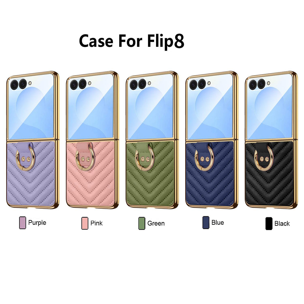 For Galaxy Z Flip8 5G VIETAO Dream Series Metal Ring Leather Phone Case - Black - EDA010099801C