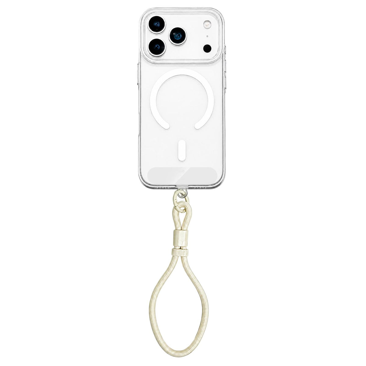 For iPhone 18 Pro Question Mark Clear PC Magnetic Phone Case with Lanyard - Jasmine White - EDA010100001C