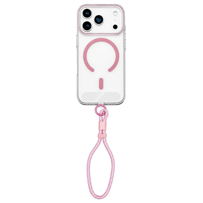 For iPhone 18 Pro Question Mark Clear PC Magnetic Phone Case with Lanyard - Elegant Pink - EDA010100001G