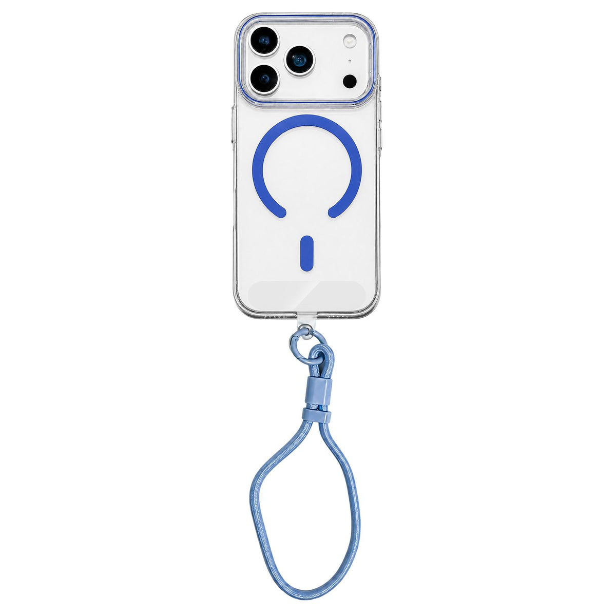 For iPhone 18 Pro Question Mark Clear PC Magnetic Phone Case with Lanyard - Glacier Blue - EDA010100001J