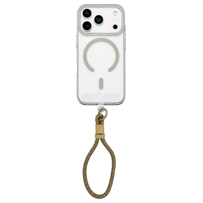 For iPhone 18 Pro Max Question Mark Clear PC Magnetic Phone Case with Lanyard - Desert Gold - EDA010100002D
