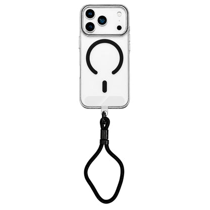 For iPhone 18 Pro Max Question Mark Clear PC Magnetic Phone Case with Lanyard - Obsidian Black - EDA010100002E