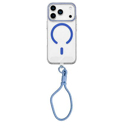 For iPhone 18 Pro Max Question Mark Clear PC Magnetic Phone Case with Lanyard - Glacier Blue - EDA010100002J