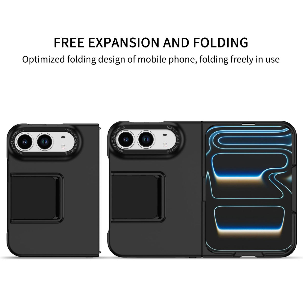 For iPhone Duo Three-dimensional Folding Holder PC Phone Case - Black - EDA010100401A
