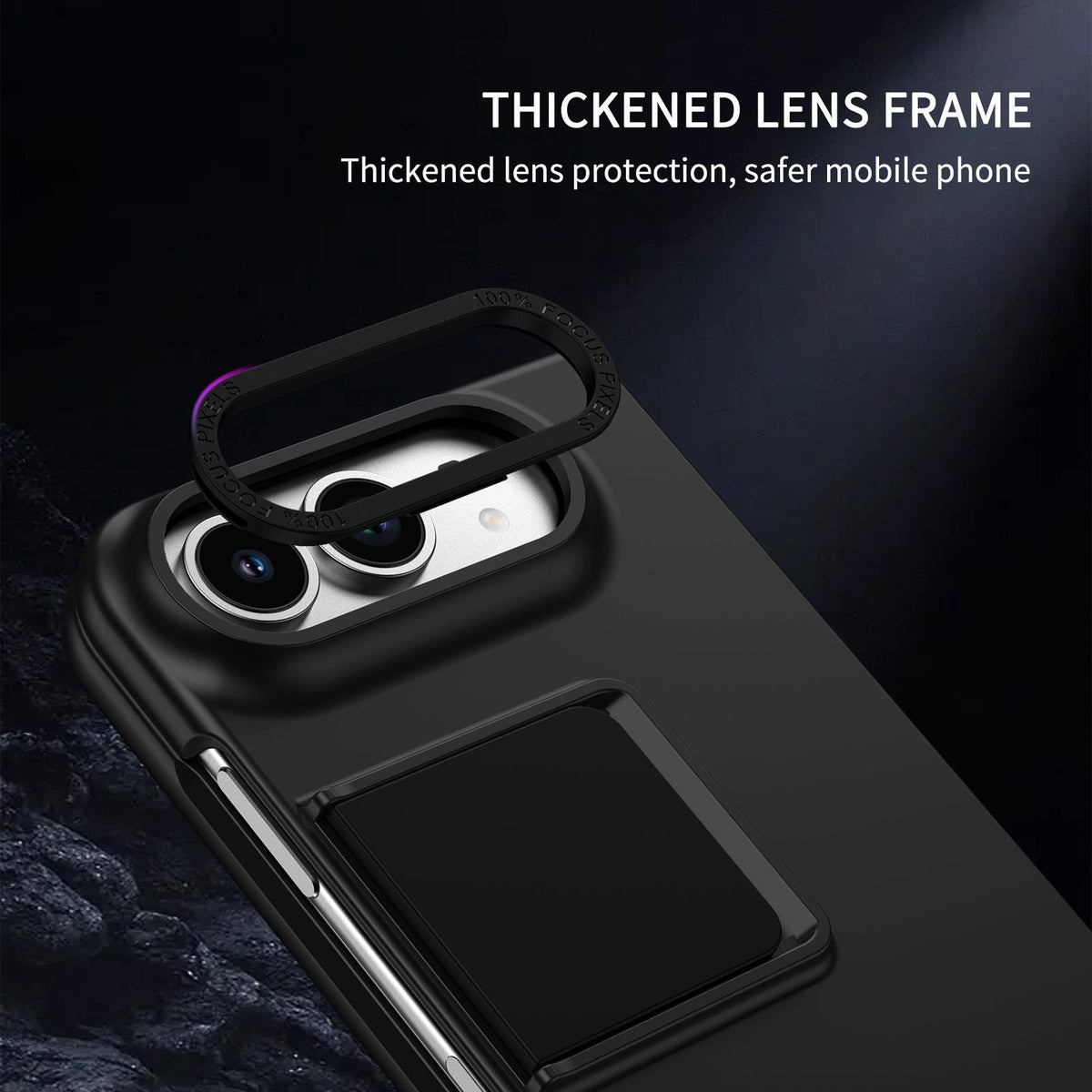 For iPhone Duo Three-dimensional Folding Holder PC Phone Case - Black - EDA010100401A