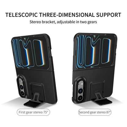 For iPhone Duo Three-dimensional Folding Holder PC Phone Case - Black - EDA010100401A