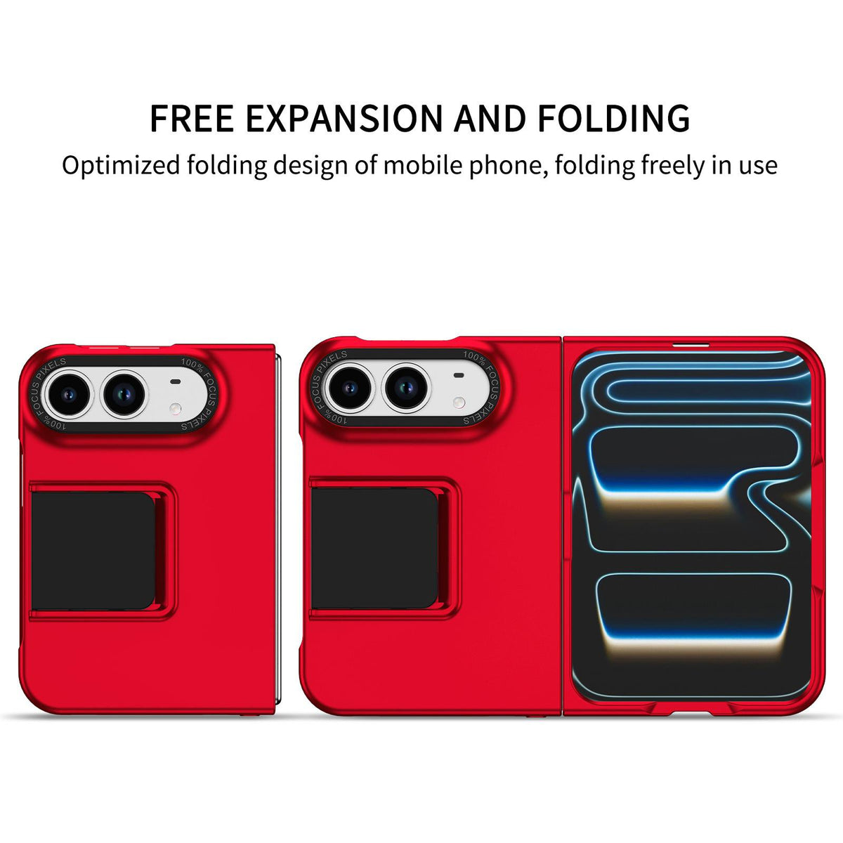 For iPhone Duo Three-dimensional Folding Holder PC Phone Case - Red - EDA010100401B
