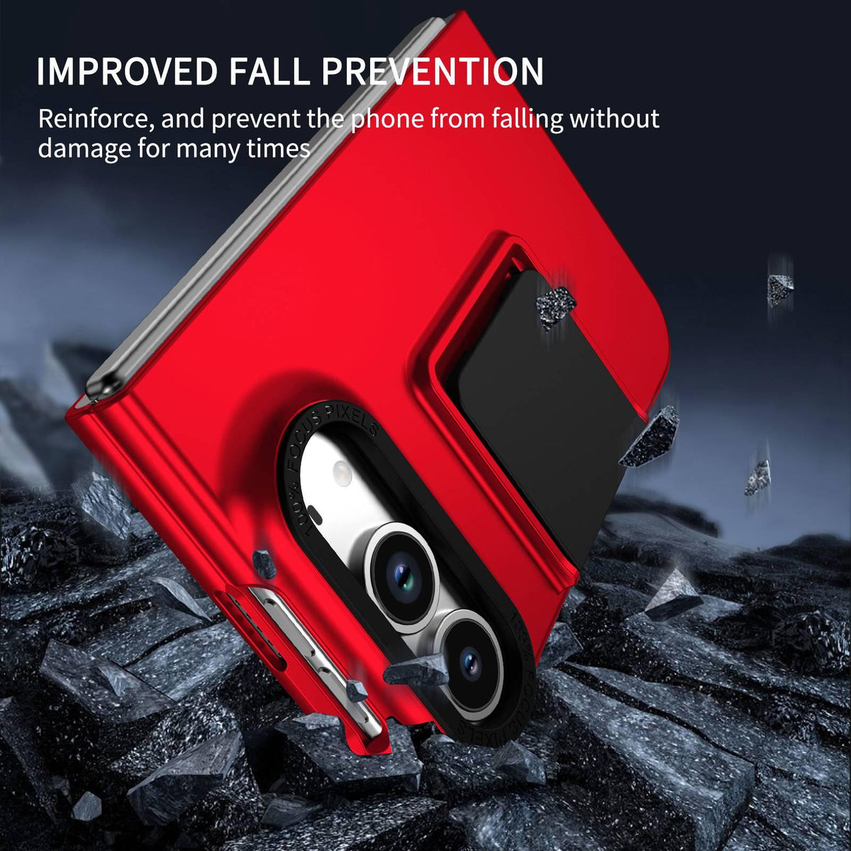 For iPhone Duo Three-dimensional Folding Holder PC Phone Case - Red - EDA010100401B